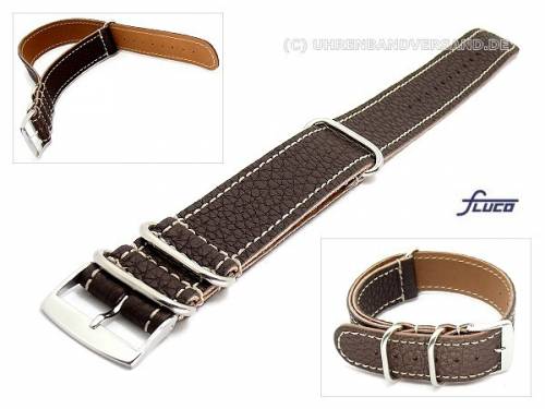 Uhrenarmband -Nato Special- 24mm dunkelbraun naturgeschrumpftes Leder  Durchzugsband von Fluco - Bild vergr��ern 