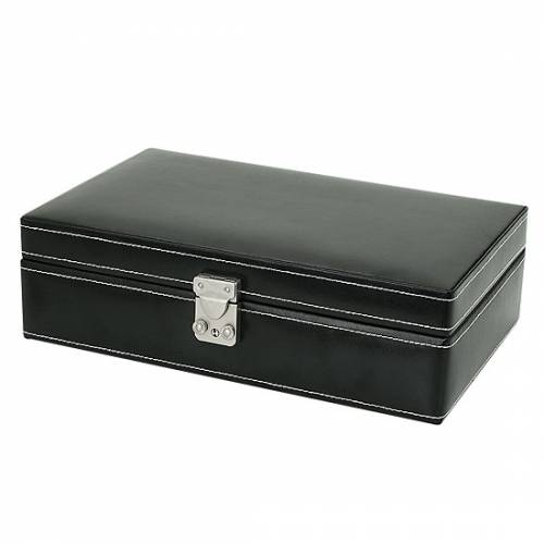 Uhrenkoffer -London- schwarz f�r bis zu 10 Armbanduhren echt Leder - Bild vergr��ern 