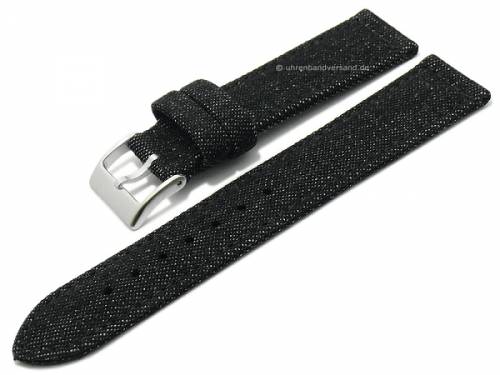 Uhrenarmband -Jeans- 20mm schwarz Textil/Jeans vegan MADE IN GERMANY von FLUCO (Schlie�enansto� 18 mm) - Bild vergr��ern 