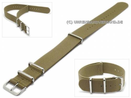 Uhrenarmband 20mm sandfarben-beige Nylon Durchzugsband im NATO-Style - Bild vergr��ern 