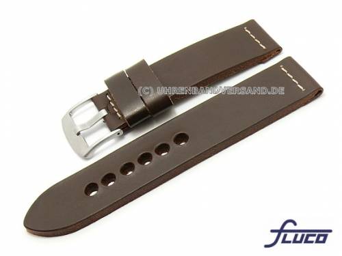 Uhrenarmband -Vintage- 26mm dunkelbraun Rindleder glatt matt von FLUCO (Schlie�enansto� 26 mm) - Bild vergr��ern 