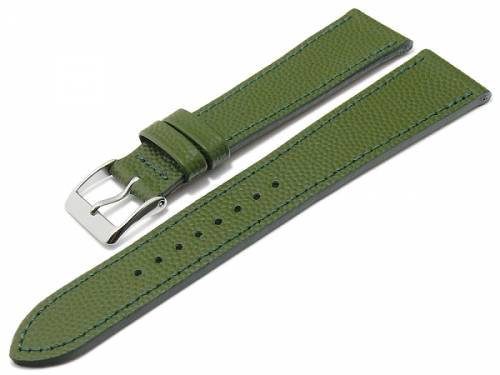 Uhrband -Caviar- 20mm gr�n Leder extravagant gepr�gt abgen�ht MADE IN GERMANY von FLUCO (Schlie�enansto� 16 mm) - Bild vergr��ern 