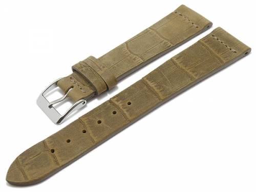 Uhrband -Dakar- 20mm beige Nubuk-Leder Vintage Alligator-Prgung MADE IN GERMANY von FLUCO (Schlieenansto 16 mm) - Bild vergrern 