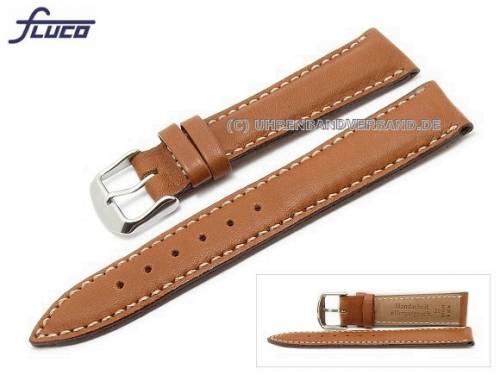 Uhrenarmband -Modena- 18mm hellbraun (natur) glatt Wulst abgen�ht von Fluco (Schlie�enansto� 16 mm) - Bild vergr��ern 