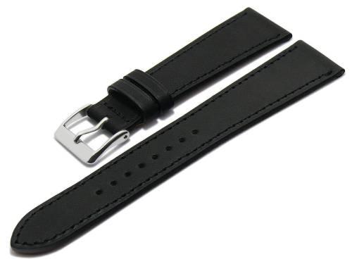 Uhrenarmband -Bastille- 18mm schwarz Leder glatt matt MADE IN GERMANY von FLUCO (Schlie�enansto� 16 mm) - Bild vergr��ern 