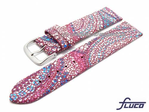 Uhrenarmband -Crazy- 18mm pink/wei�/blau Leder Fashion-Look von FLUCO (Schlie�enansto� 18 mm) - Bild vergr��ern 