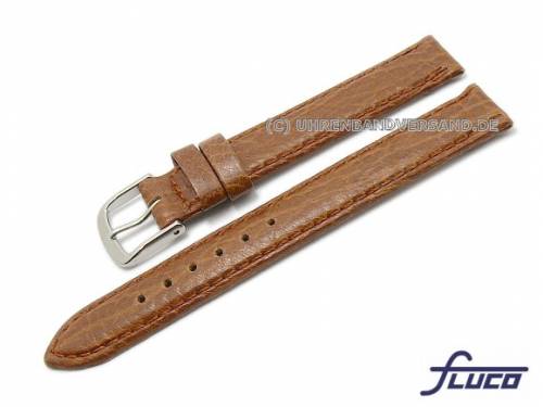 Uhrenarmband -Record- 14mm mittelbraun Rindleder genarbt von Fluco (Schlie�enansto� 14 mm) - Bild vergr��ern 