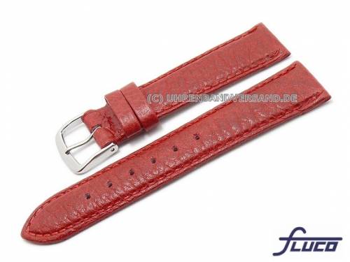 Uhrenarmband XS -Record- 16mm rot Rindleder genarbt von Fluco (Schlie�enansto� 14 mm) - Bild vergr��ern 