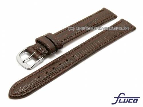 Uhrenarmband XL -Emporio- 12mm dunkelbraun Leder Teju-Pr�gung abgen�ht FLUCO (Schlie�enansto� 10 mm) - Bild vergr��ern 