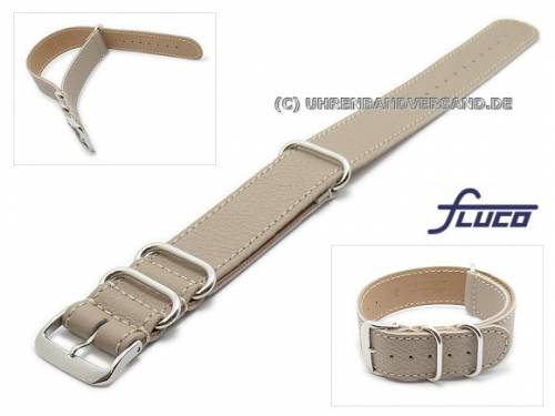 Uhrenarmband -Nato Special- 22mm sandgrau naturgeschrumpftes Leder  Durchzugsband von Fluco - Bild vergr��ern 