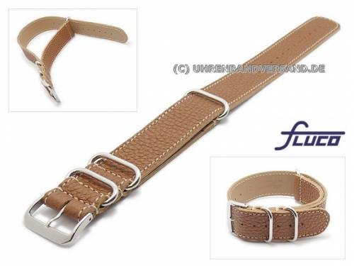 Uhrenarmband -Nato Special- 22mm hellbraun naturgeschrumpftes Leder  Durchzugsband von Fluco - Bild vergr��ern 