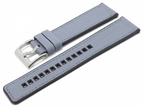 Hybrid-Uhrenarmband -Toni- 22mm hellblau Ziegen-Leder/Kautschuk genarbt Easy-Click von FLUCO (Schlie�enansto� 20 mm) - Bild vergr��ern 