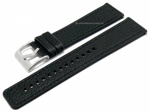 Hybrid-Uhrenarmband -Toni- 22mm schwarz Ziegen-Leder/Kautschuk genarbt Easy-Click von FLUCO (Schlie�enansto� 20 mm) - Bild vergr��ern 