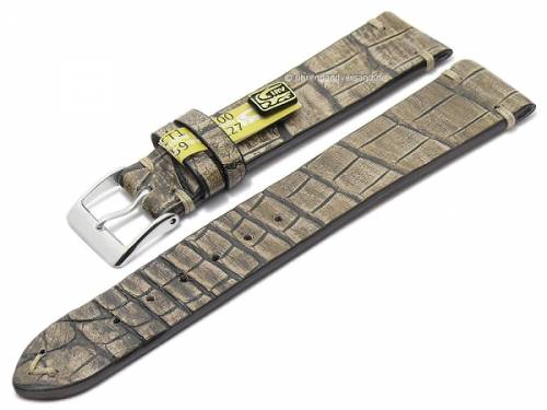 Uhrenarmband -Vintage Alligator- 19mm dunkelbraun echt Alligator MADE IN GERMANY von FLUCO (Schlie�enansto� 16 mm) - Bild vergr��ern 
