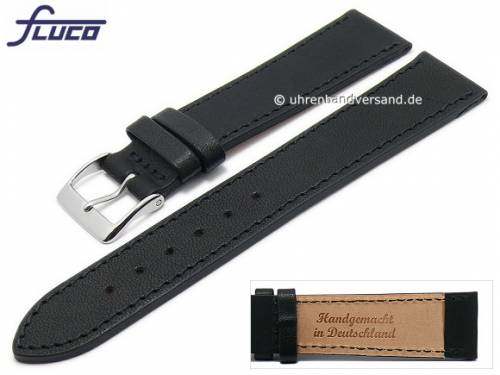 Uhrenarmband -Essex- 22mm schwarz Horween Leder vegetabil gegerbt von FLUCO (Schlie�enansto� 20 mm) - Bild vergr��ern 
