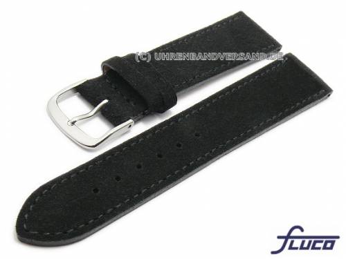 Uhrenarmband 18mm schwarz Leder samtartig (Velour) von FLUCO (Schlie�enansto� 16 mm) - Bild vergr��ern 