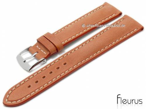 Uhrenarmband 20mm orange Leder Vintage-Look glatt helle Naht von FLEURUS (Schlie�enansto� 18 mm) - Bild vergr��ern 