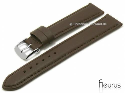 Uhrenarmband -Natura Lisse- 20mm dunkelbraun Leder titanium gegerbt abgen�ht von FLEURUS (Schlie�enansto� 18 mm) - Bild vergr��ern 