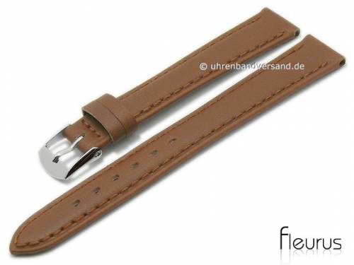 Uhrenarmband -Natura Lisse- 14mm hellbraun Leder titanium gegerbt abgen�ht von FLEURUS (Schlie�enansto� 12 mm) - Bild vergr��ern 