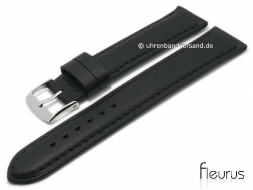 Uhrenarmband -Natura Lisse- 24mm schwarz Leder titanium gegerbt abgen�ht von FLEURUS (Schlie�enansto� 22 mm) - Bild vergr��ern 