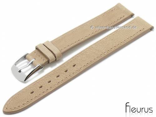Uhrenarmband 14mm beige Leder genarbt mit Schnellwechsel-Stegen von FLEURUS (Schlie�enansto� 14 mm) - Bild vergr��ern 