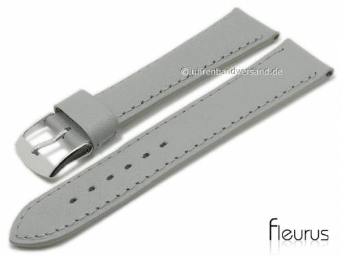 Uhrenarmband XS 18mm grau Leder glatt matt abgen�ht von FLEURUS (Schlie�enansto� 16 mm) - Bild vergr��ern 