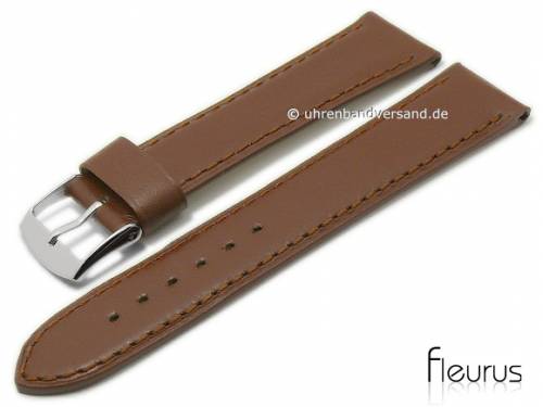 Uhrenarmband XS 22mm hellbraun Leder glatt matt abgen�ht von FLEURUS (Schlie�enansto� 20 mm) - Bild vergr��ern 