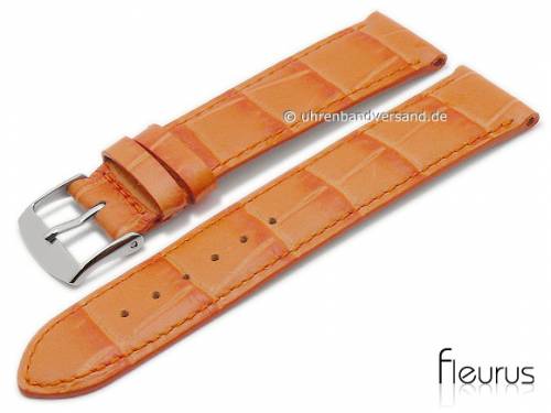 Uhrenarmband XS 24mm orange Leder Alligator-Pr�gung abgen�ht von FLEURUS (Schlie�enansto� 22 mm) - Bild vergr��ern 