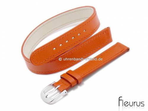 Uhrenarmband 12mm orange Leder glatt abgen�ht Wickelband von FLEURUS (Schlie�enansto� 12 mm) - Bild vergr��ern 