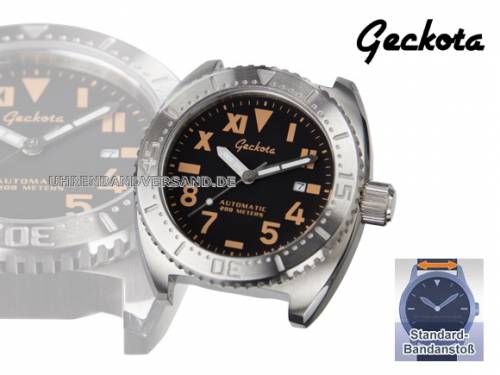 Automatik-Armbanduhr sportiv Ziffernblatt schwarz nachleuchtende Zeiger ohne Uhrenarmband von Geckota (*GK*HU*) - Bild vergr��ern 