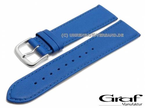 Uhrenarmband -Miami- 21mm mittelblau fein genarbt abgen�ht von GRAF (Schlie�enansto� 18 mm) - Bild vergr��ern 