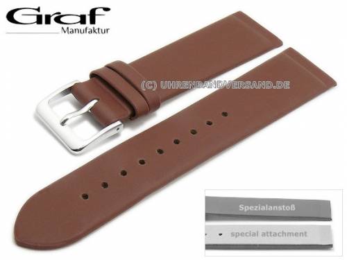 Uhrenarmband -Kopenhagen- 16mm mittelbraun Leder Spezialansto� f�r verschr. Geh�use von GRAF (Schlie�enansto� 16 mm) - Bild vergr��ern 