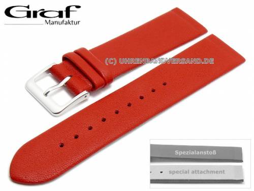Uhrenarmband -Kopenhagen- 16mm rot Leder Spezialansto� f�r verschr. Geh�use von GRAF (Schlie�enansto� 16 mm) - Bild vergr��ern 