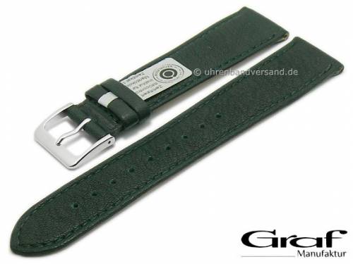 Uhrenarmband -Divus- 16mm dunkelgr�n Natur-Leder zertifiziert genarbt matt abgen�ht von GRAF (Schlie�enansto� 16 mm) - Bild vergr��ern 
