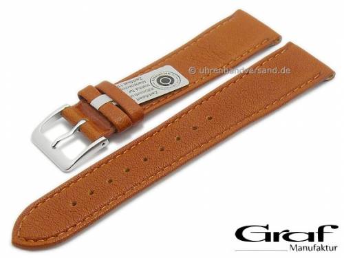 Uhrenarmband -Divus- 22mm hellbraun Natur-Leder zertifiziert genarbt matt abgen�ht von GRAF (Schlie�enansto� 18 mm) - Bild vergr��ern 
