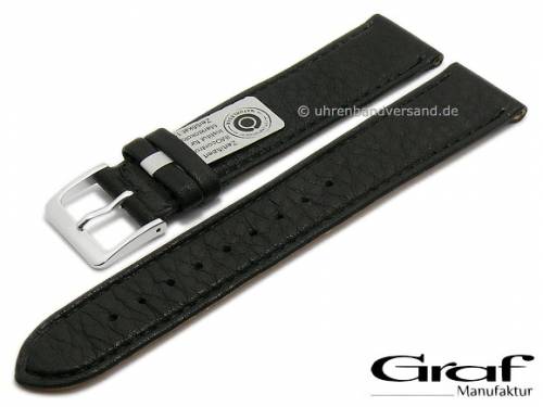 Uhrenarmband -Divus- 22mm schwarz Natur-Leder zertifiziert genarbt matt abgen�ht von GRAF (Schlie�enansto� 18 mm) - Bild vergr��ern 