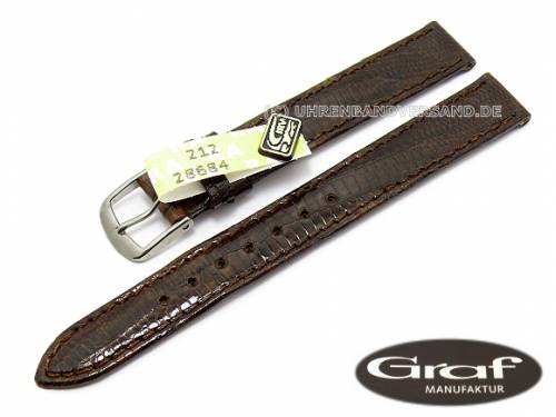 Uhrenarmband -Brazil- 10mm dunkelbraun echt Teju-Eidechse gl�nzend von Graf (Schlie�enansto� 10 mm) - Bild vergr��ern 