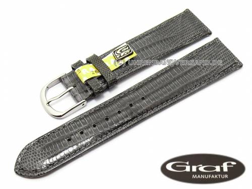 Uhrenarmband -Brazil- 18mm grau echt Teju-Eidechse gl�nzend von Graf (Schlie�enansto� 16 mm) - Bild vergr��ern 
