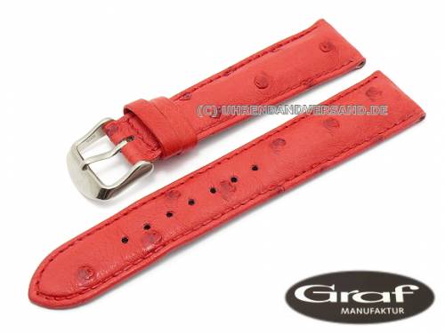 ABVERKAUF: Uhrenarmband -Lima- 18mm rot echt Strau� gepolstert von Graf (Schlie�enansto� 16 mm) - Bild vergr��ern 