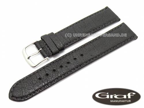 Uhrenarmband -Burma- 15mm schwarz echt Strau� flach von Graf (Schlie�enansto� 14 mm) - Bild vergr��ern 