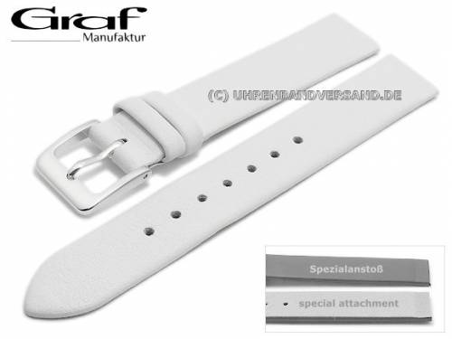 Uhrenarmband -Kopenhagen- 14mm wei� Leder Spezialansto� f�r verschr. Geh�use von GRAF (Schlie�enansto� 14 mm) - Bild vergr��ern 