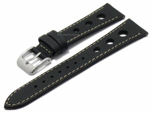 Uhrenarmband 20mm schwarz Synthetik Sail Cloth Schnellwechsel-Federstege helle Naht ZULUDIVER (Schlie�enansto� 16 mm) - Bild vergr��ern 