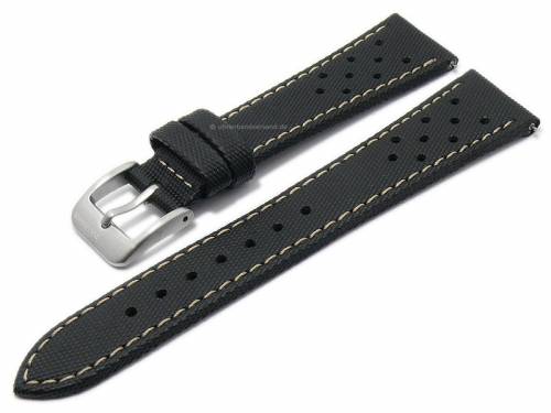 Uhrenarmband 22mm schwarz Synthetik Sail Cloth Racing-Look Schnellwechsel-Federstege ZULUDIVER (Schlie�enansto� 18 mm) - Bild vergr��ern 