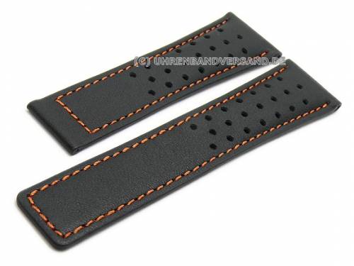 Uhrenarmband 19mm schwarz Leder Racing-Look orange Naht f�r TAG Heuer Carrera (Schlie�enansto� 18 mm) - Bild vergr��ern 