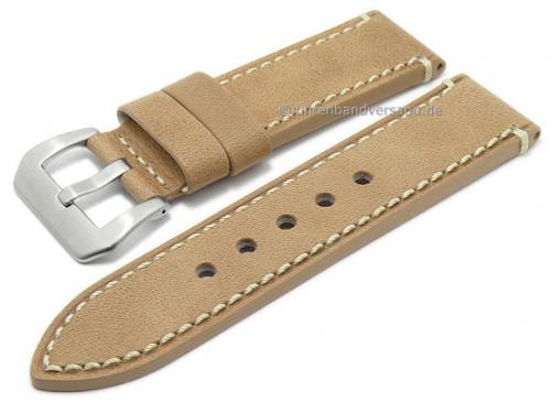 Uhrenarmband 22mm hellbraun Leder Vintage-Look helle Naht (Schlie�enansto� 22 mm) - Bild vergr��ern 