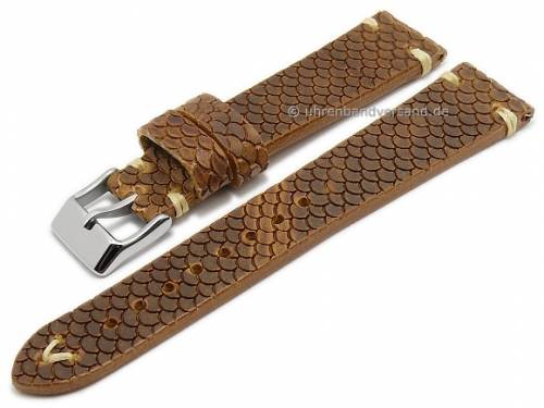 Uhrenarmband 22mm braun Leder Vintage-Look geprgt helle Naht von GECKOTA (Schlieenansto 18 mm) - Bild vergrern 