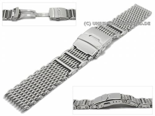 Uhrenarmband 22mm Milanaise starkes Geflecht poliert mit Sicherheitsfaltschlie�e von GECKOTA - Bild vergr��ern 