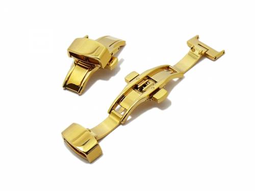 Butterfly-Faltschliee (HeBFS-02) 16mm Edelstahl goldfarben poliert mit Drckern - Bild vergrern 