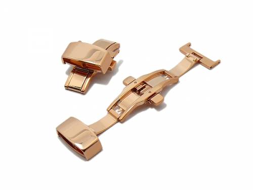 Butterfly-Faltschlie�e (HeBFS-10) 20mm Edelstahl ros�goldfarben poliert mit Dr�ckern - Bild vergr��ern 