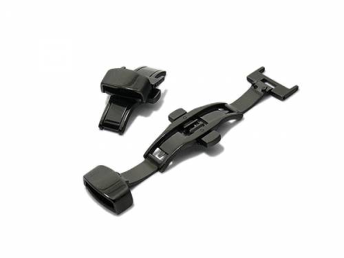Butterfly-Faltschlie�e (HeBFS-12) 12mm Edelstahl schwarz poliert mit Dr�ckern - Bild vergr��ern 